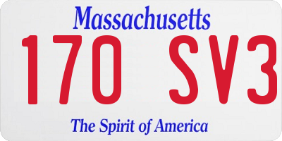 MA license plate 170SV3