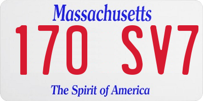 MA license plate 170SV7