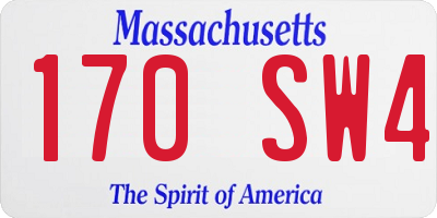 MA license plate 170SW4
