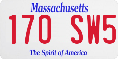 MA license plate 170SW5