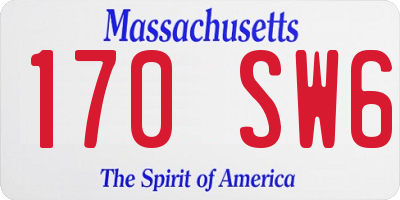MA license plate 170SW6