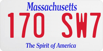 MA license plate 170SW7