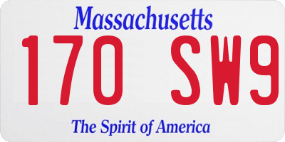 MA license plate 170SW9