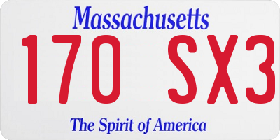 MA license plate 170SX3