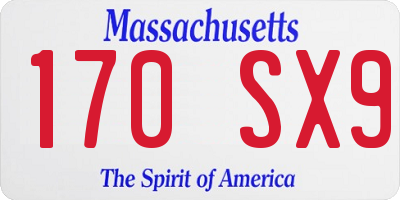 MA license plate 170SX9