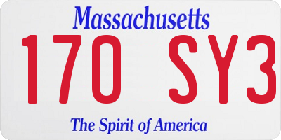 MA license plate 170SY3