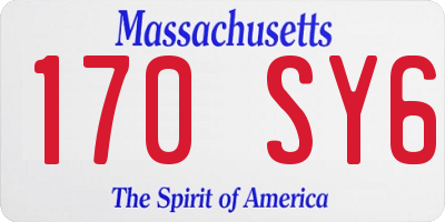 MA license plate 170SY6