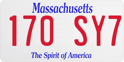 MA license plate 170SY7