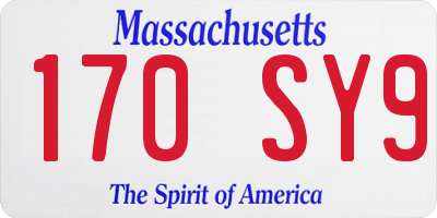 MA license plate 170SY9