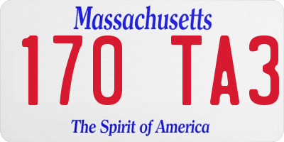 MA license plate 170TA3