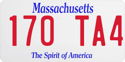 MA license plate 170TA4