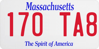MA license plate 170TA8