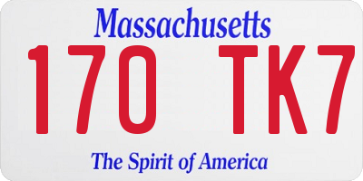MA license plate 170TK7