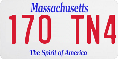 MA license plate 170TN4