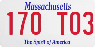 MA license plate 170TO3