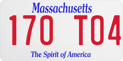 MA license plate 170TO4