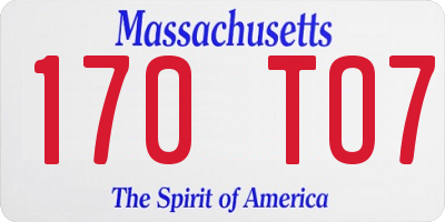 MA license plate 170TO7