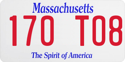 MA license plate 170TO8