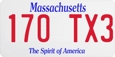MA license plate 170TX3