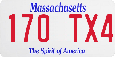 MA license plate 170TX4