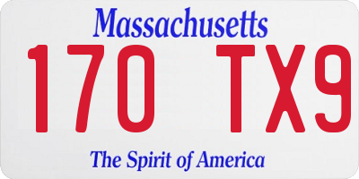 MA license plate 170TX9