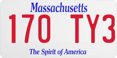 MA license plate 170TY3