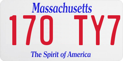 MA license plate 170TY7