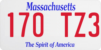 MA license plate 170TZ3