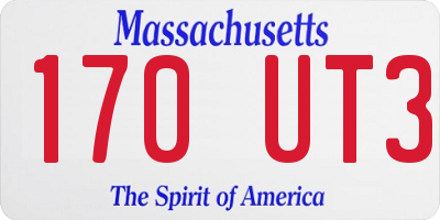 MA license plate 170UT3