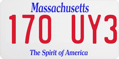 MA license plate 170UY3