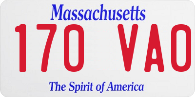 MA license plate 170VA0