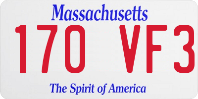 MA license plate 170VF3