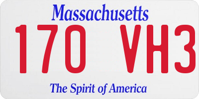 MA license plate 170VH3
