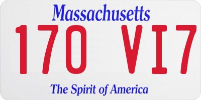 MA license plate 170VI7