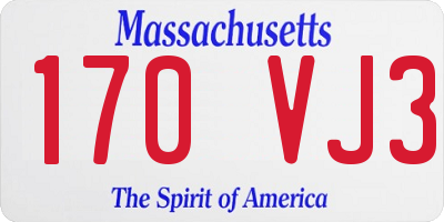 MA license plate 170VJ3