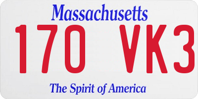MA license plate 170VK3