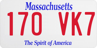 MA license plate 170VK7