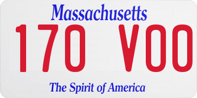 MA license plate 170VO0