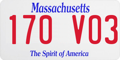 MA license plate 170VO3