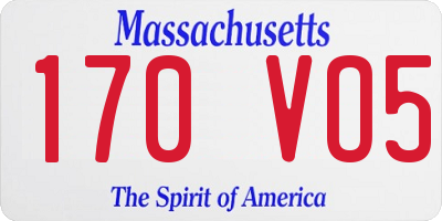 MA license plate 170VO5