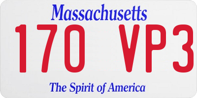 MA license plate 170VP3