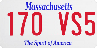 MA license plate 170VS5