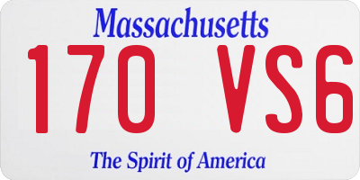 MA license plate 170VS6