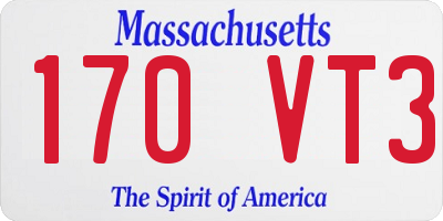 MA license plate 170VT3