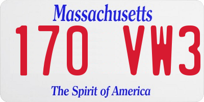 MA license plate 170VW3