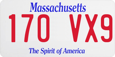 MA license plate 170VX9