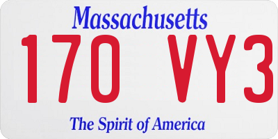 MA license plate 170VY3