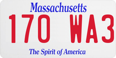 MA license plate 170WA3