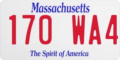 MA license plate 170WA4