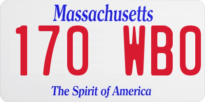 MA license plate 170WB0